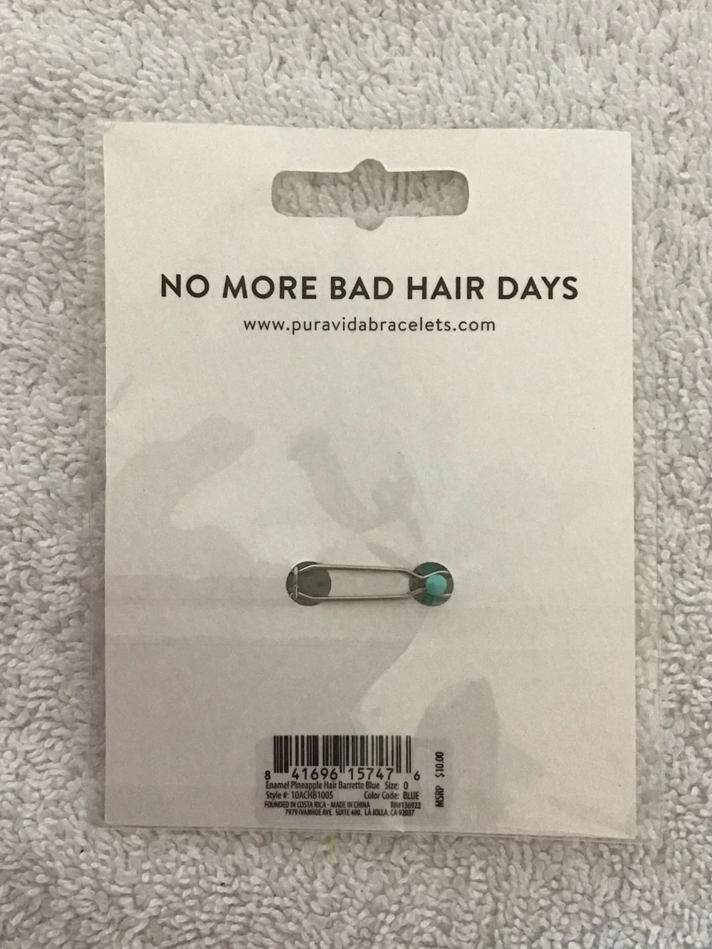 Pura Vida Blue Enamel Teal Pineapple Hair Clip